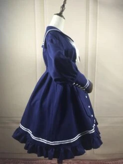 Sweet Lolita OP Dress Knotted Ruffle Button Balloon Sleeve Lolita One Piece Dresses -AYA Cosplay Shop 202001171647475892371
