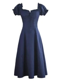 Classic Lolita OP Dress Puff Sleeve Lace Up Ruffles Lolita One Piece Dresses -AYA Cosplay Shop 202001201731342601256