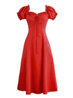 Classic Lolita OP Dress Puff Sleeve Lace Up Ruffles Lolita One Piece Dresses -AYA Cosplay Shop 202001201731348328248