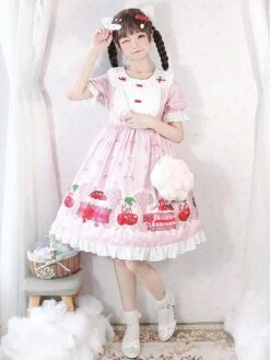 Sweet Lolita OP Dress Strawberry Cake Ruffles Lolita One Piece Dresses -AYA Cosplay Shop 2020031316031121955