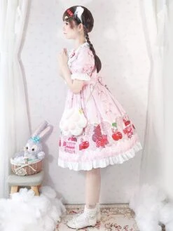Sweet Lolita OP Dress Strawberry Cake Ruffles Lolita One Piece Dresses -AYA Cosplay Shop 202003131603115968121