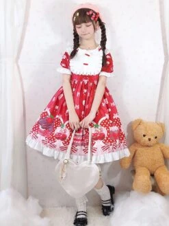 Sweet Lolita OP Dress Strawberry Cake Ruffles Lolita One Piece Dresses -AYA Cosplay Shop 20200313160312928692
