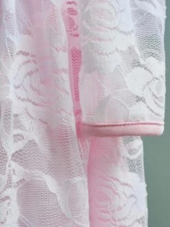 Flower Girl Wedding Dress Lace Pink Round Neck Long Sleeve Ankle Length Kids Party Dresses -AYA Cosplay Shop 202003131603362025819