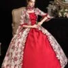 Victorian Dress Costumes Prom Dress Red Retro Costumes Ruffle Bow Floral Print Dress Marie Antoinette Victorian Era Clothing Masquerade Ball Gown -AYA Cosplay Shop 202003171626324126560