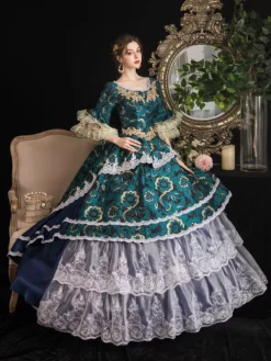 Victorian Dress Costumes Prom Dress Rococo Retro Costumes Women's Lace Ruffle Jacquard Marie Antoinette Costume Masquerade Ball Gown -AYA Cosplay Shop 202003171626375983869