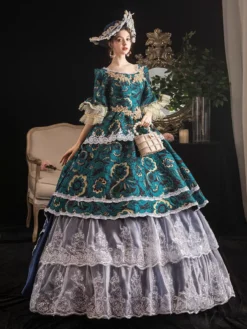Victorian Dress Costumes Prom Dress Rococo Retro Costumes Women's Lace Ruffle Jacquard Marie Antoinette Costume Masquerade Ball Gown -AYA Cosplay Shop 202003171626388404762