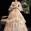 Victorian Dress Costumes Prom Dress Retro Ruffle Flare Half Sleeves Dress Marie Antoinette Victorian Era Clothing Vintage Dress