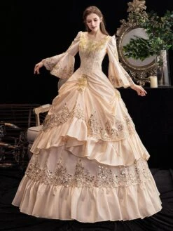 Victorian Dress Costumes Prom Dress Retro Ruffle Flare Half Sleeves Dress Marie Antoinette Victorian Era Clothing Vintage Dress -AYA Cosplay Shop 20200317162653090571