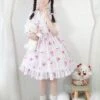 Sweet Lolita JSK Dress Cherry Cake Sleeveless Ruffles Lolita Jumper Skirts -AYA Cosplay Shop 202003201746295577624