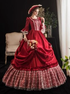 Victorian Dress Costumes Prom Dress Red Trumpet Short Sleeves Victorian Era Clothing Marie Antoinette Costume Dress Vintage Clothing -AYA Cosplay Shop 20200320175032237248