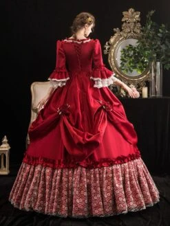 Victorian Dress Costumes Prom Dress Red Trumpet Short Sleeves Victorian Era Clothing Marie Antoinette Costume Dress Vintage Clothing -AYA Cosplay Shop 202003201750329768560