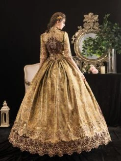 Victorian Dress Costumes Prom Dress Blonde Half Sleeves Stand Collar Victorian Era Style Marie Antoinette Costume Dress Masquerade Ball Gown -AYA Cosplay Shop 202003201750349169646