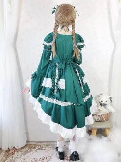 Sweet Lolita OP Dress Lace Bows Lolita One Piece Dresses Maid Costume -AYA Cosplay Shop 202003201751001974751