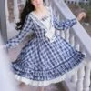 Sailor Classic Lolita OP Dress Strawberry Witch Plaid Bows Lolita One Piece Dresses -AYA Cosplay Shop 202005121602015935969