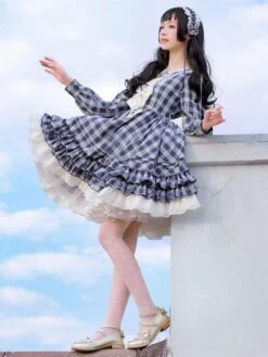 Sailor Classic Lolita OP Dress Strawberry Witch Plaid Bows Lolita One Piece Dresses -AYA Cosplay Shop 202005121602043822818