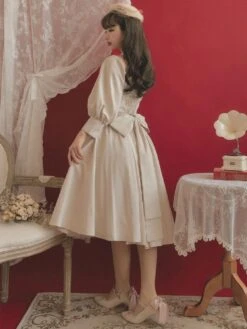 Classic Lolita OP Dress Puff Sleeves Lolita Vintage One Piece Swing Dresses -AYA Cosplay Shop 202005261142051178724