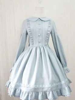 Sweet Lolita OP Dress Ruffles Long Sleeves Lolita One Piece Dresses -AYA Cosplay Shop 202005281625520237302