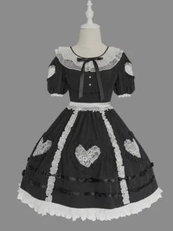 Sweet Lolita OP Dress Ruffles Short Sleeves Lolita One Piece Dresses -AYA Cosplay Shop 202005291530519184872