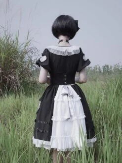 Sweet Lolita OP Dress Ruffles Short Sleeves Lolita One Piece Dresses -AYA Cosplay Shop 202005291530528947619