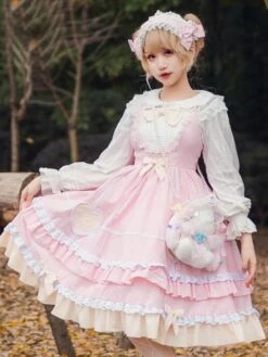 Sweet Lolita JSK Dress Neverland Bows Ruffles Lolita Jumper Skirts
