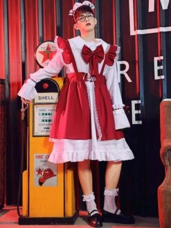 Cross Dresser Lolita OP Dress Long Sleeves Lolita Dresses Outfit -AYA Cosplay Shop 202006241315204499407