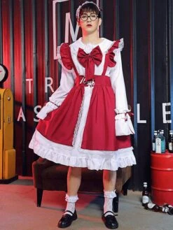 Cross Dresser Lolita OP Dress Long Sleeves Lolita Dresses Outfit -AYA Cosplay Shop 202006241315212284546