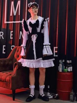 Cross Dresser Lolita OP Dress Long Sleeves Lolita Dresses Outfit
