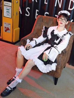 Cross Dresser Lolita OP Dress Long Sleeves Lolita Dresses Outfit -AYA Cosplay Shop 202006241315224967659