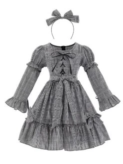 Kids Carnival Cosplay Costumes Plaid Cotton Dress with Headwear For Child -AYA Cosplay Shop 202006281519184132184