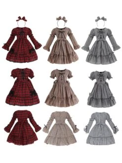 Kids Carnival Cosplay Costumes Plaid Cotton Dress with Headwear For Child -AYA Cosplay Shop 20200628151920332328