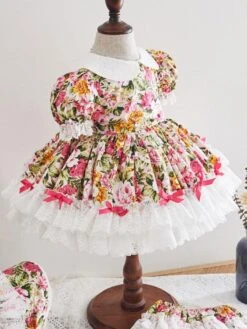 Kids Lolita Dress Floral Print Flower Girl Dress -AYA Cosplay Shop 202008081402156648560