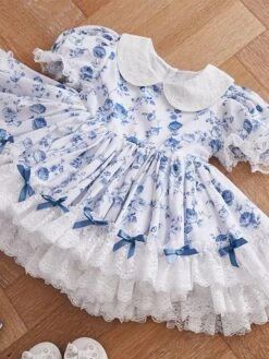 Kids Lolita Dress Floral Print Flower Girl Dress -AYA Cosplay Shop 20200808140216007272