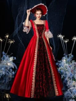 Prom Dress Victorian Dress Costumes Retro Ruffle Flare Half Sleeves Dress Vintage Dress Carnival -AYA Cosplay Shop 202009011614426714504