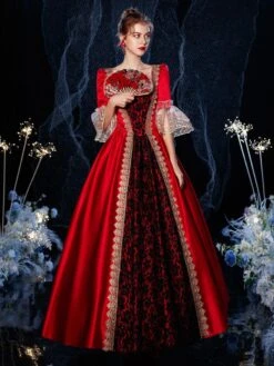 Prom Dress Victorian Dress Costumes Retro Ruffle Flare Half Sleeves Dress Vintage Dress Carnival -AYA Cosplay Shop 202009011614438725821