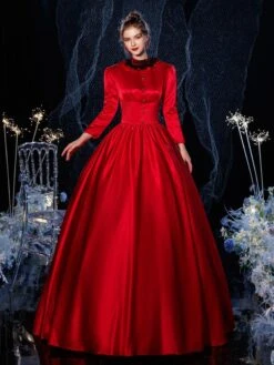 Prom Dress Rococo Victorian Retro Costume Dress Red Lace Cotton Cosplay Costume Carnival -AYA Cosplay Shop 202009041432096386542
