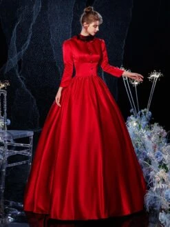 Prom Dress Rococo Victorian Retro Costume Dress Red Lace Cotton Cosplay Costume Carnival -AYA Cosplay Shop 202009041432099779743