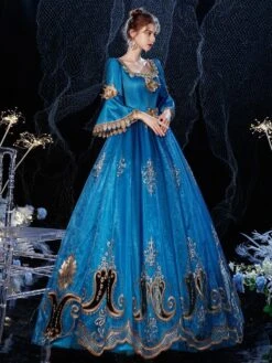 Rococo Victorian Retro Costume Dress Prom Dress Royal Blue Masquerade Lace Cotton Cosplay Costume Carnival -AYA Cosplay Shop 202009041432120283510