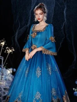 Rococo Victorian Retro Costume Dress Prom Dress Royal Blue Masquerade Lace Cotton Cosplay Costume Carnival -AYA Cosplay Shop 202009041432127794049