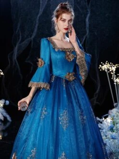 Rococo Victorian Retro Costume Dress Prom Dress Royal Blue Masquerade Lace Cotton Cosplay Costume Carnival -AYA Cosplay Shop 202009041432134888506