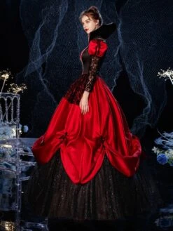 Prom Dress Rococo Victorian Retro Costume Dress Masquerade Semi Sheer Lace Cotton Cosplay Costume Carnival -AYA Cosplay Shop 202009041438324207024
