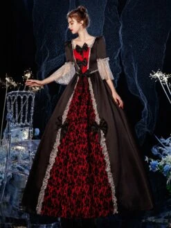 Rococo Victorian Prom Dress Retro Costume Dress Ruffles Floral Print Lace Cotton Cosplay Costume Carnival -AYA Cosplay Shop 202009041438346922336