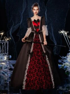 Rococo Victorian Prom Dress Retro Costume Dress Ruffles Floral Print Lace Cotton Cosplay Costume Carnival -AYA Cosplay Shop 202009041438357664384