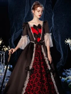 Rococo Victorian Prom Dress Retro Costume Dress Ruffles Floral Print Lace Cotton Cosplay Costume Carnival -AYA Cosplay Shop 202009041438361924373