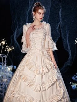 Rococo Victorian Prom Dress Retro Costume Dress Layered Ruffles Lace Cotton Cosplay Costume Carnival -AYA Cosplay Shop 20200904143841304208