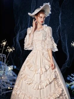 Rococo Victorian Prom Dress Retro Costume Dress Layered Ruffles Lace Cotton Cosplay Costume Carnival -AYA Cosplay Shop 202009041438425571378