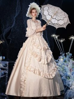 Rococo Victorian Prom Dress Retro Costume Dress Layered Ruffles Lace Cotton Cosplay Costume Carnival -AYA Cosplay Shop 202009041438434404808
