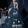 Rococo Victorian Prom Dress Retro Costume Dress Layered Floral Print Navy Blue Cosplay Costume Carnival -AYA Cosplay Shop 202009041438514317940