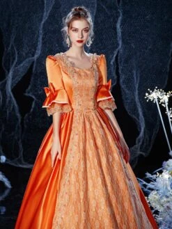 Prom Dress Rococo Victorian Retro Costume Dress Orange Red Masquerade Lace Cotton Cosplay Costume Carnival -AYA Cosplay Shop 202009041438560904820