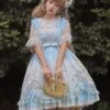 Sweet Lolita OP Dress Neverland Floral Print Light Sky Blue Ruffles Lolita One Piece Dresses -AYA Cosplay Shop 202010231540576987087