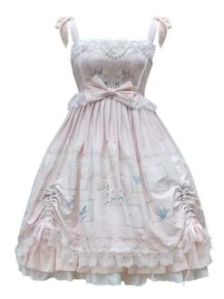 Sweet Lolita OP Dress Neverland Floral Print Light Sky Blue Ruffles Lolita One Piece Dresses -AYA Cosplay Shop 202010231540580446003